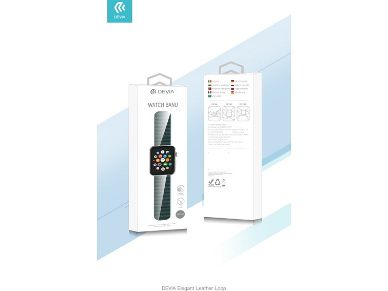 Řemínek pro Apple Watch 38mm / 40mm / 41mm / 42mm - Devia, LeatherLoop Cape Cod Blue