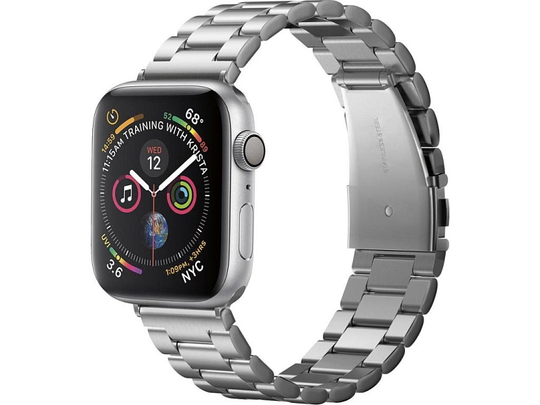 Kovový řemínek pro Apple Watch 44mm / 45mm / 46mm / 49mm - Spigen, Modern Fit Silver 062MP25404