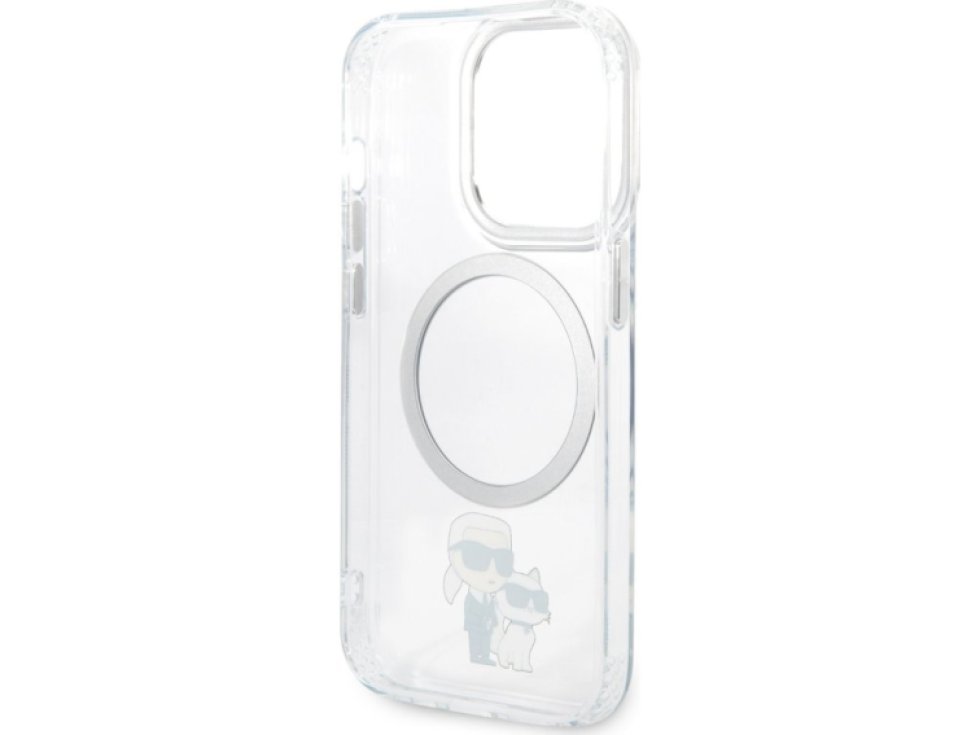 Ochranný kryt pro iPhone 13 Pro - Karl Lagerfeld, IML Karl and Choupette NFT MagSafe Transparent KLHMP13LHNKCIT