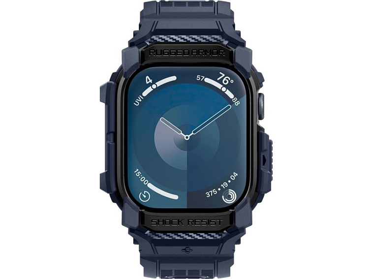 Řemínek s krytem pro Apple Watch 46mm - Spigen, Rugged Armor Pro Navy Blue