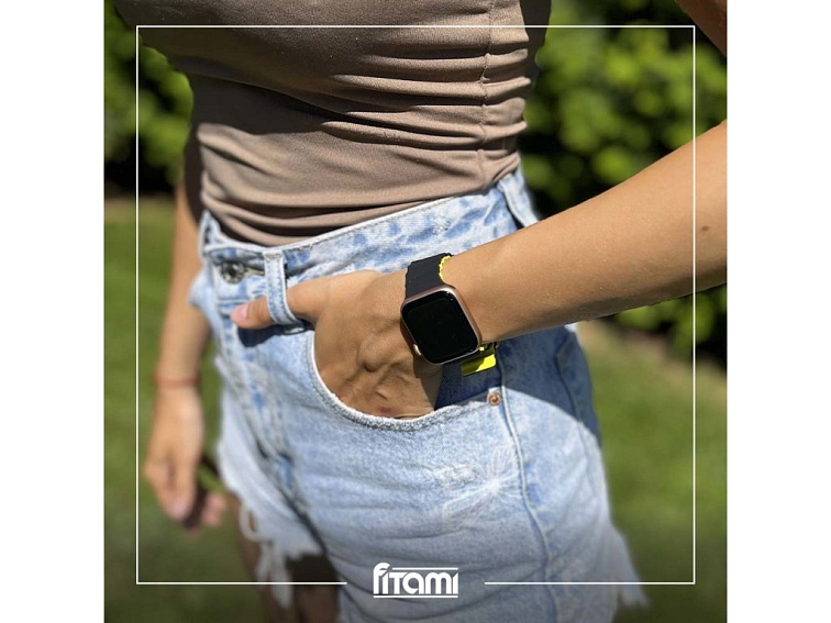 Stylový vroubkovaný řemínek pro Apple Watch - Černo-žlutý