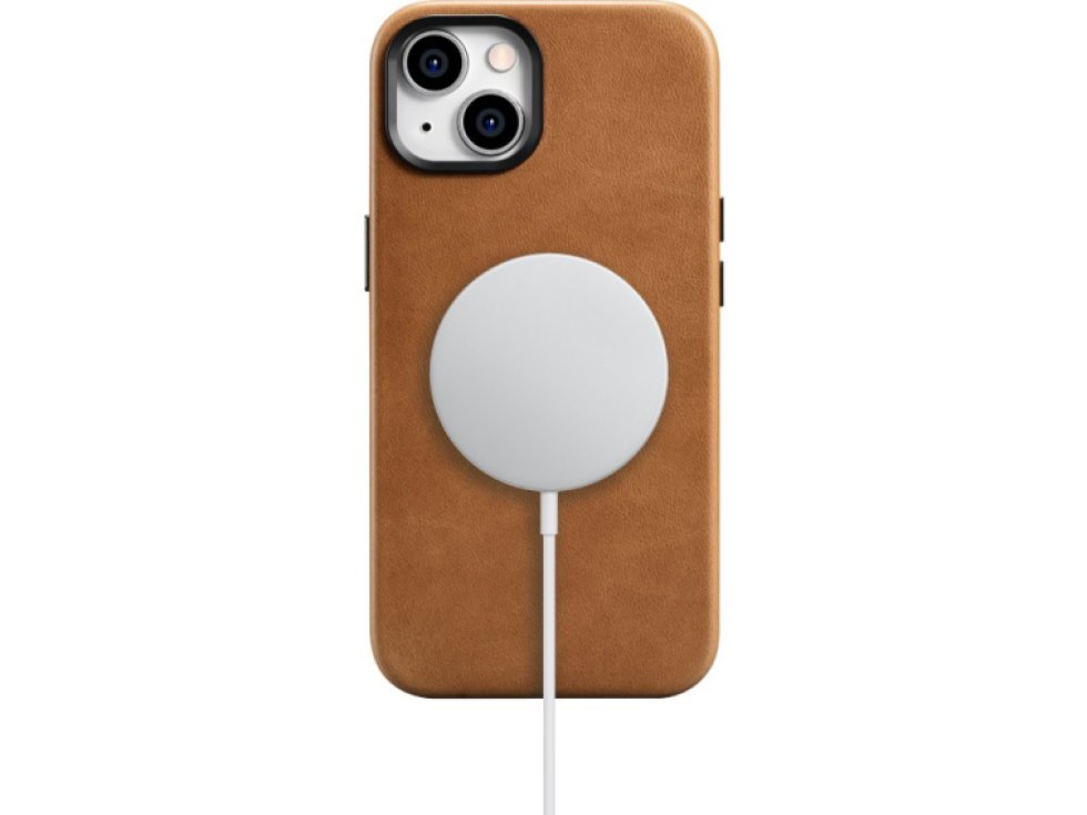 Kožený obal na iPhone 14 - iCarer, OilWax MagSafe Camel WMI14220701-TN