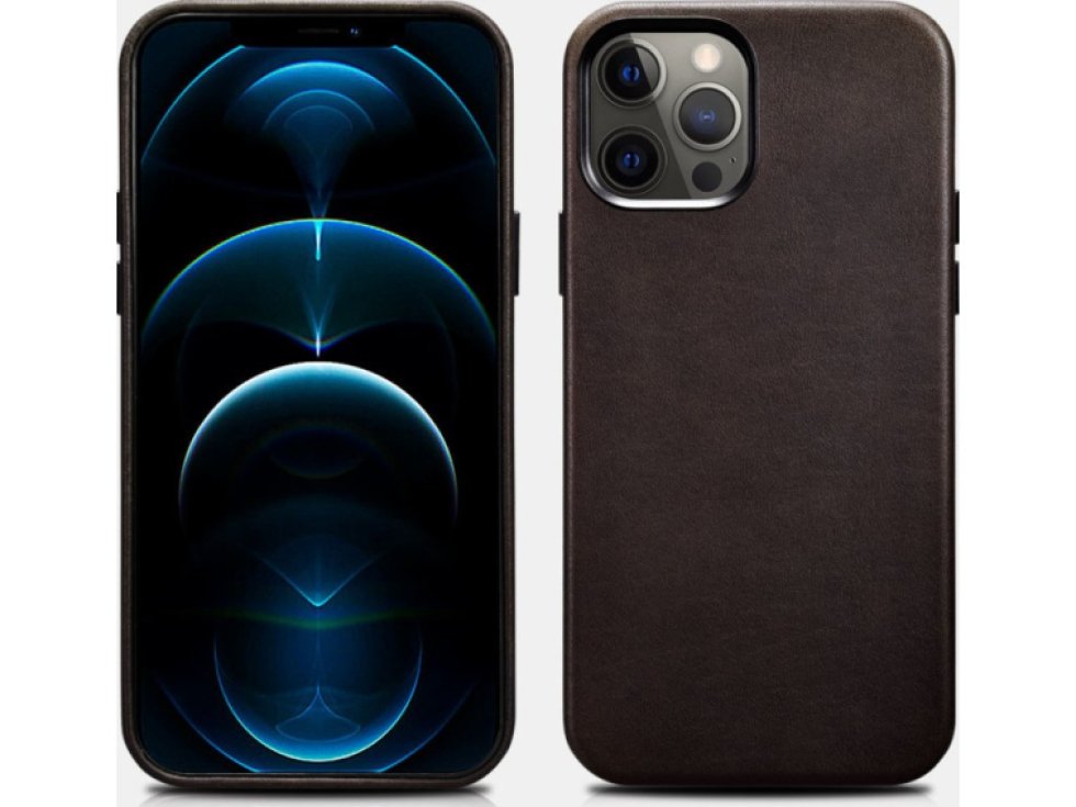 Kožený kryt na iPhone 12 Pro MAX - iCarer, Crazy Horse with MagSafe Coffee 13.01.ALI1203-CO