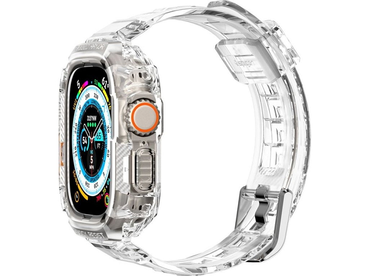Řemínek s krytem pro Apple Watch 49mm - Spigen, Rugged Armor Pro Crystal Clear
