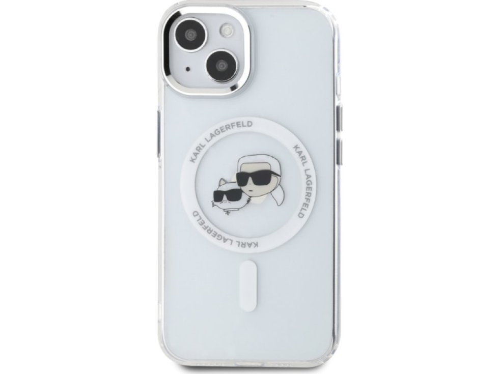 Ochranný kryt na iPhone 15 - Karl Lagerfeld, IML K&CH Heads MagSafe Transparent KLHMP15SHLSKCH