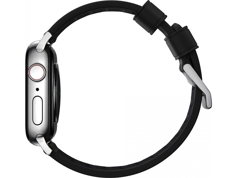 Kožený pásek / řemínek pro Apple Watch 44mm / 45mm / 46mm / 49mm - Nomad, Active Pro Black Silver
