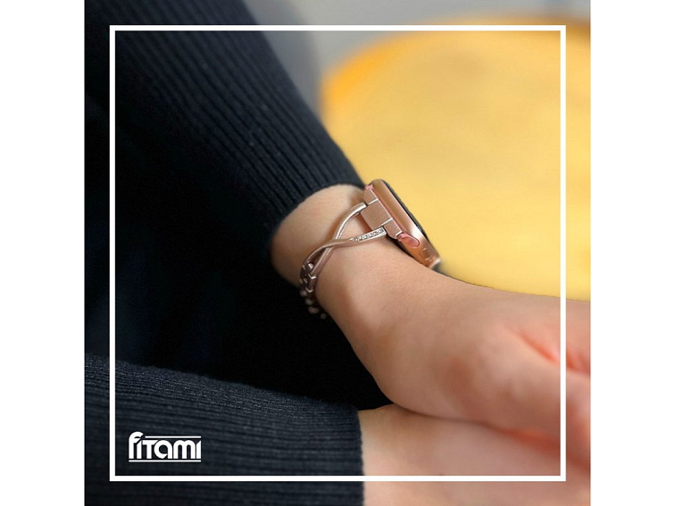 Stylový řemínek s kamínky pro Apple Watch - Rose Pink