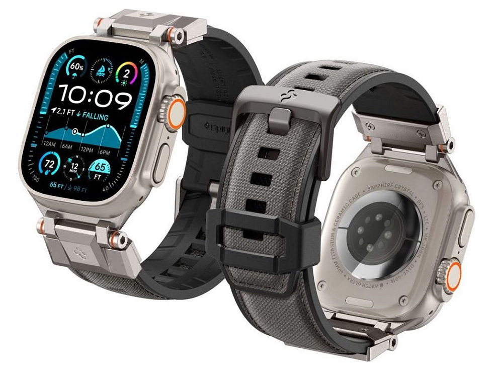 Řemínek pro Apple Watch 44mm / 45mm / 46mm / 49mm - Spigen, Durapro Armor Gray