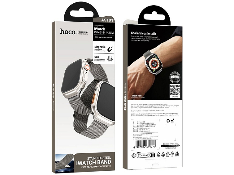 Hoco Řemínek na Apple Watch 44mm / 45mm / 46mm / 49mm - Hoco, AS101 Milan Gray