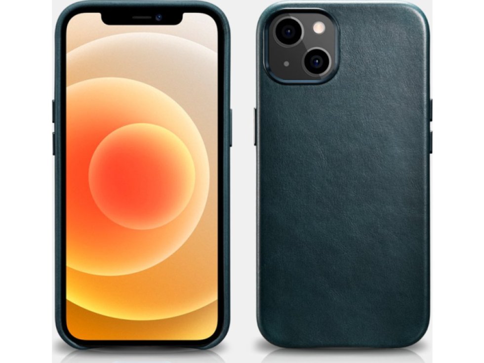 Kožený kryt na iPhone 13 - iCarer, Oil Wax with MagSafe Blue 11.01.WMI1302-BU