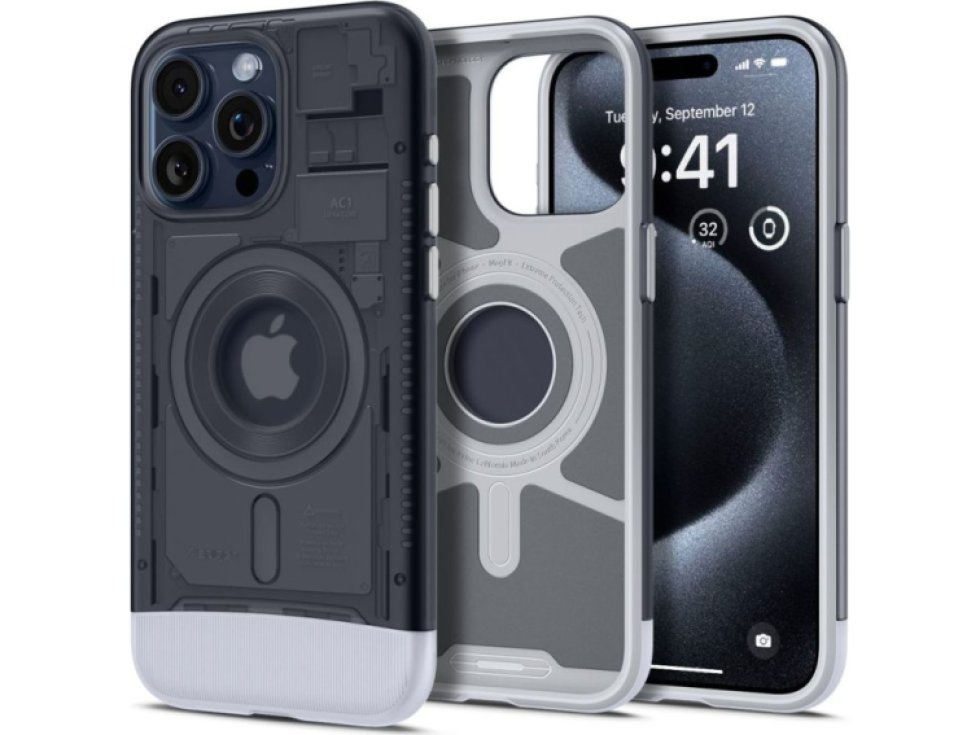Ochranný kryt na iPhone 15 Pro - Spigen, Classic C1 MagSafe Graphite