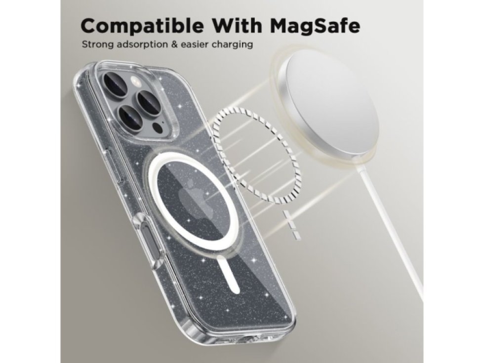Ochranný kryt na iPhone 16 Pro MAX - Tech-Protect, Flexair Hybrid MagSafe Glitter