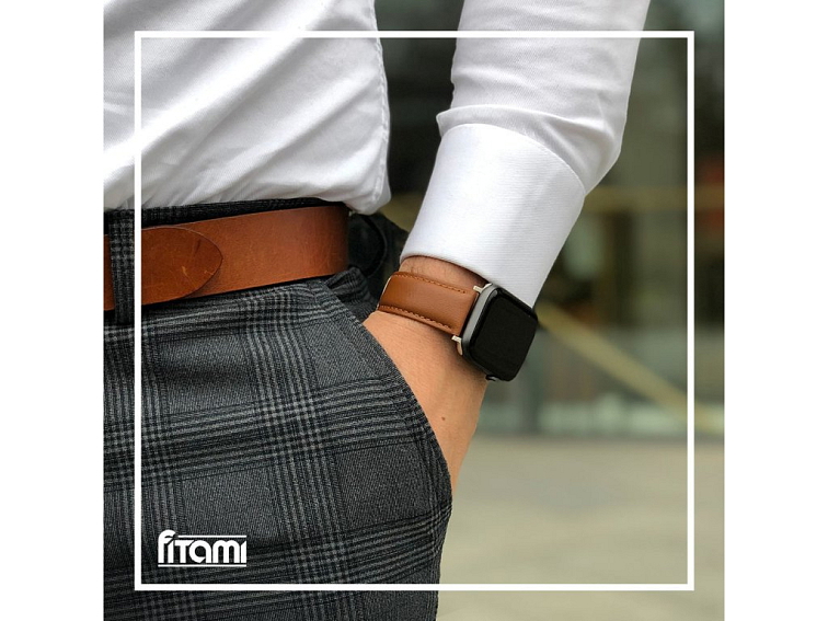 Kožený řemínek pro Apple Watch - Světle hnědý