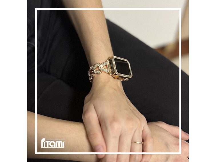 Stylový řemínek s pouzdrem pro Apple Watch - Rose Gold