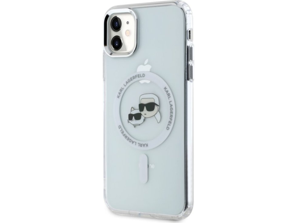 Ochranný kryt na iPhone 11 - Karl Lagerfeld, IML K&CH Heads MagSafe Transparent KLHMN61HLSKCH