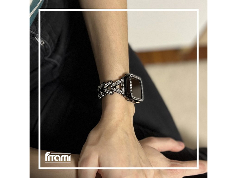 Stylový řemínek s pouzdrem pro Apple Watch - Černý