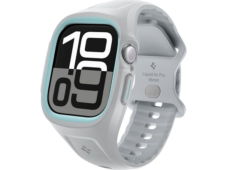 Řemínek s krytem pro Apple Watch 46mm - Spigen, Liquid Air Gray