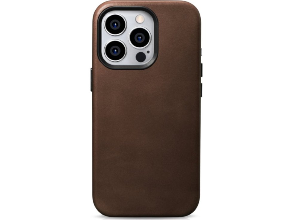 Kožený obal na iPhone 15 Pro - iCarer, OilWax MagSafe Brown WMI15230602-BN
