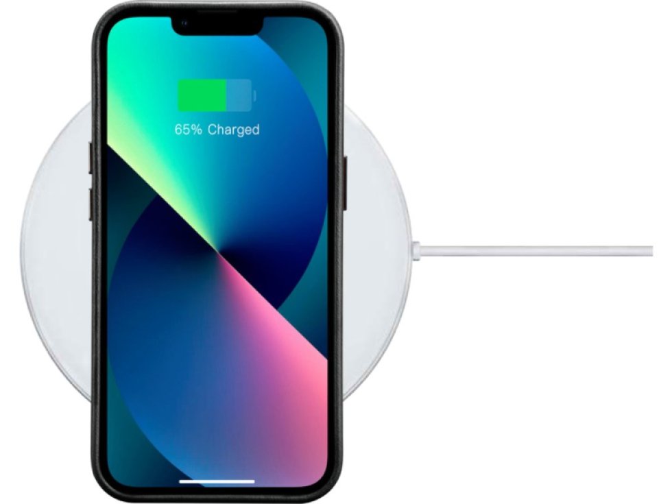 Kožený obal na iPhone 14 - iCarer, OilWax MagSafe Black WMI14220701-BK