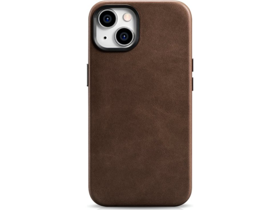 Kožený obal na iPhone 14 - iCarer, OilWax MagSafe Brown WMI14220701-BN