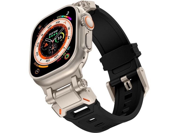 Řemínek na Apple Watch 44mm / 45mm / 46mm / 49mm - Tech-Protect, Delta Pro Black/Titanium