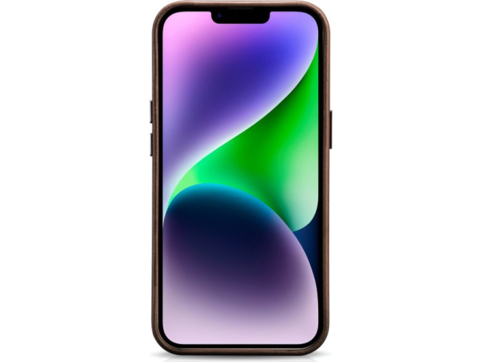 Kožený obal na iPhone 14 - iCarer, OilWax MagSafe Brown WMI14220701-BN