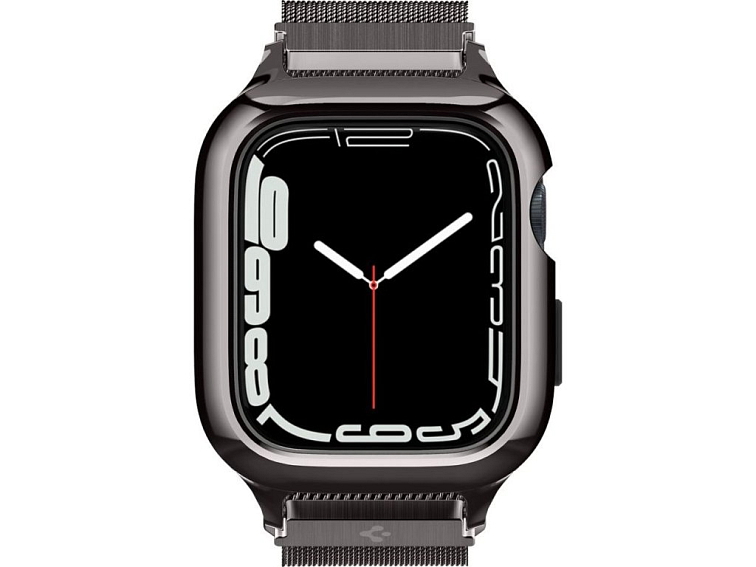 Řemínek s krytem pro Apple Watch 44mm / 45mm - Spigen, Metal Fit Pro Graphite
