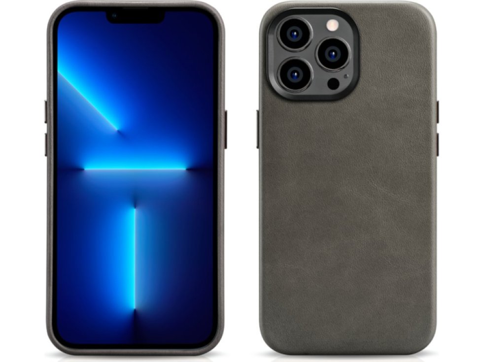 Kožený obal na iPhone 14 Pro - iCarer, OilWax MagSafe Gray WMI14220704-Gray