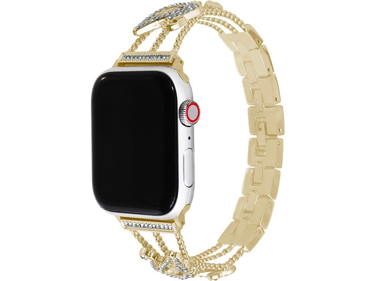 Stylový řemínek s kamínky a labutí pro Apple Watch - Zlatý