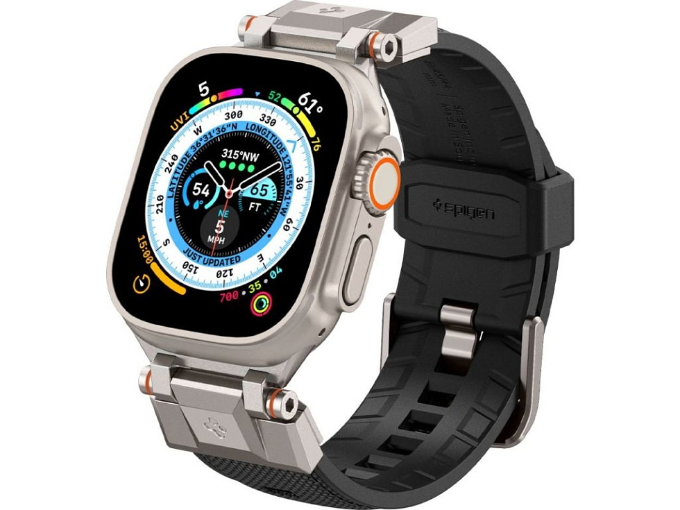 Řemínek pro Apple Watch 44mm / 45mm / 46mm / 49mm - Spigen, Durapro Armor Black