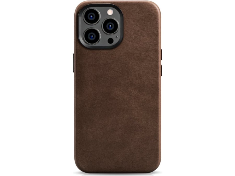 Kožený obal na iPhone 14 Pro MAX - iCarer, OilWax MagSafe Brown WMI14220704-BN