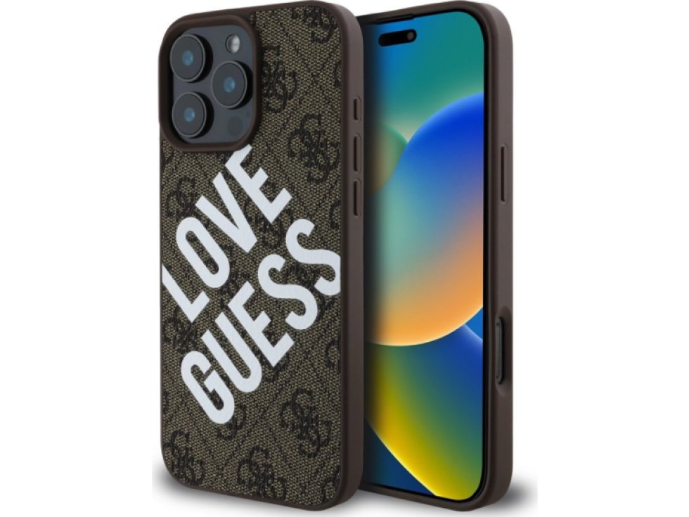 Ochranný kryt na iPhone 16 Pro MAX - Guess, 4G Big Love MagSafe Brown GUHMP16XP4PLGWW