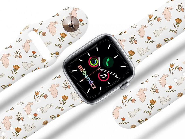 Apple watch řemínek Zajíci s kytkama