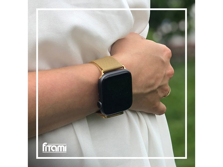 Elegantní řemínek pro Apple Watch v milánském stylu - Gold