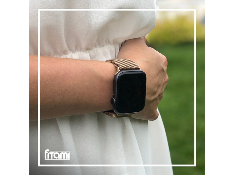 Elegantní řemínek pro Apple Watch v milánském stylu - Light Gold