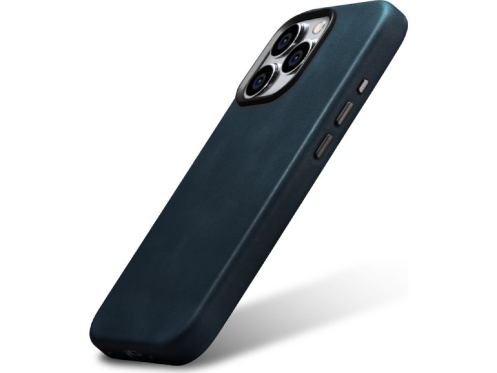 Kožený obal na iPhone 15 Pro - iCarer, OilWax MagSafe Blue WMI15230602-Blue