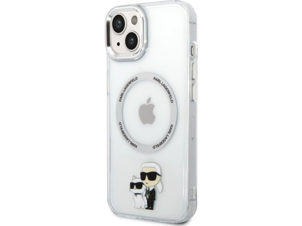 Ochranný kryt pro iPhone 13 - Karl Lagerfeld, IML Karl and Choupette NFT MagSafe Transparent KLHMP13MHNKCIT