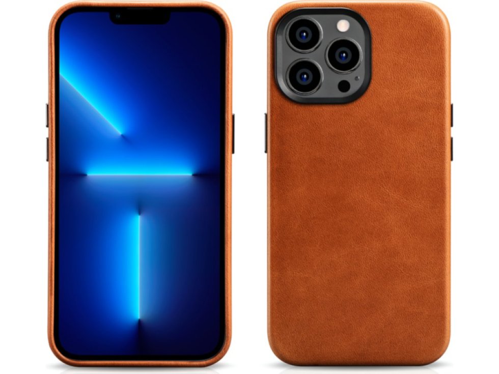 Kožený obal na iPhone 14 Pro MAX - iCarer, OilWax MagSafe Retro WMI14220704-RB