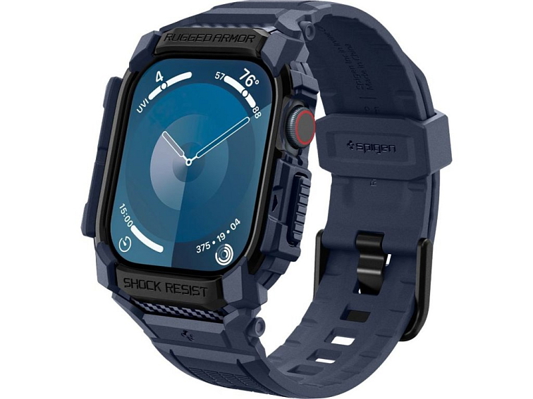 Řemínek s krytem pro Apple Watch 46mm - Spigen, Rugged Armor Pro Navy Blue