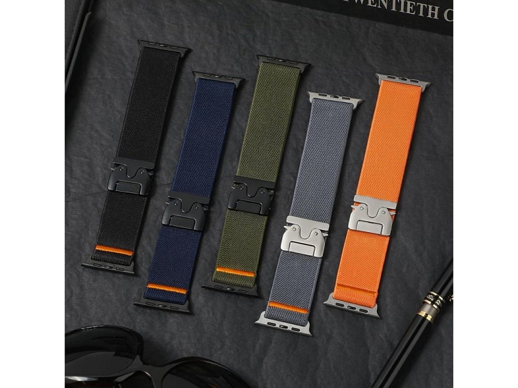 Řemínek pro Apple Watch 44mm / 45mm / 46mm / 49mm - Tech-Protect, Nylon Clasp Titanium