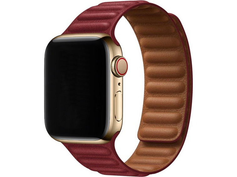 Kožený řemínek s magnetem pro Apple Watch - Vínově červený