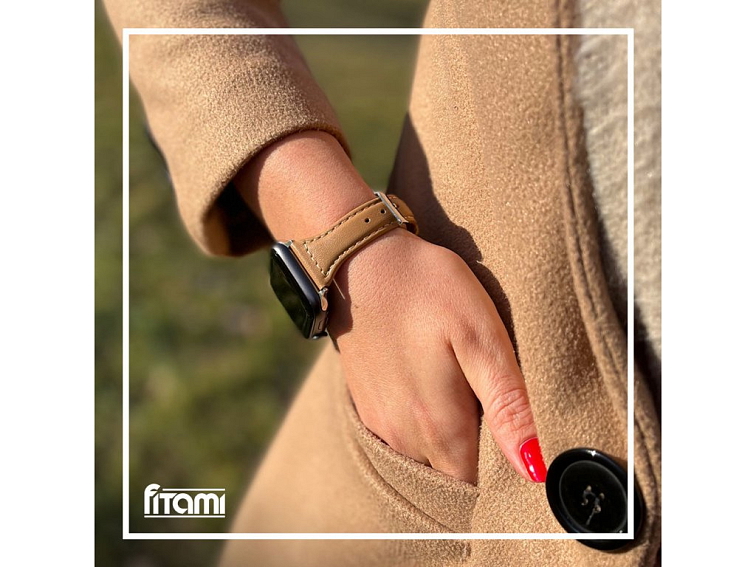 Dámský kožený řemínek pro Apple Watch - Světle hnědý