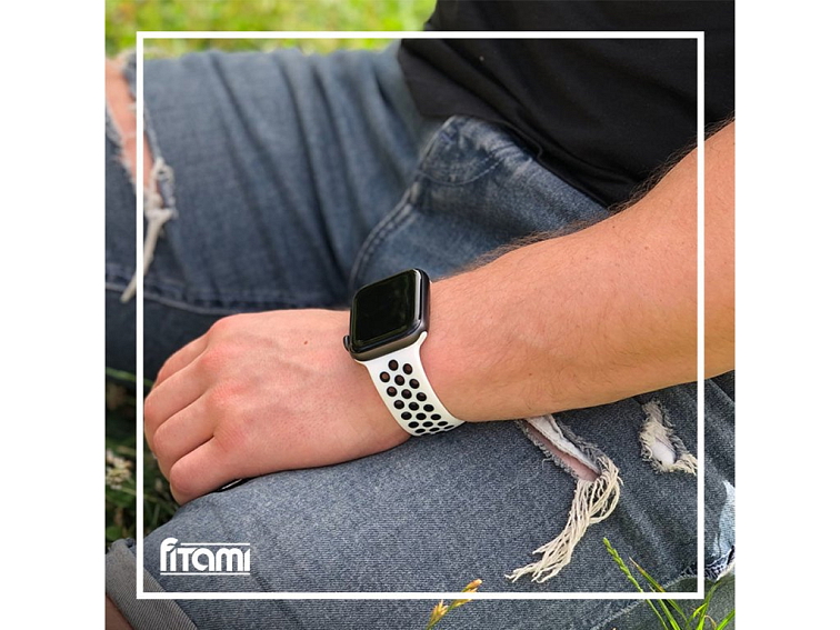 Sportovní řemínek na Apple Watch - Bílo-černý