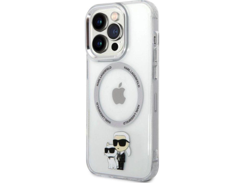 Ochranný kryt na iPhone 15 Pro - Karl Lagerfeld, IML Karl and Choupette NFT MagSafe Transparent KLHMP15LHNKCIT