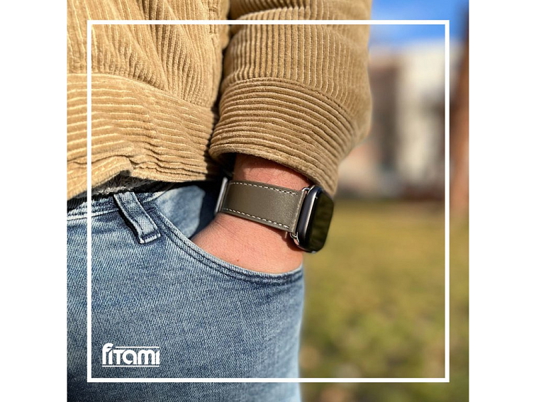 Kožený řemínek s přezkou pro Apple Watch - Šedý