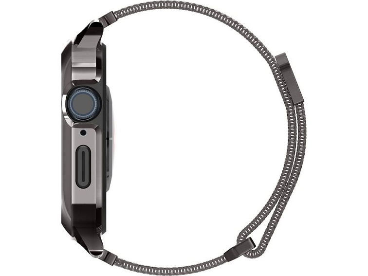 Řemínek s krytem pro Apple Watch 44mm / 45mm - Spigen, Metal Fit Pro Graphite