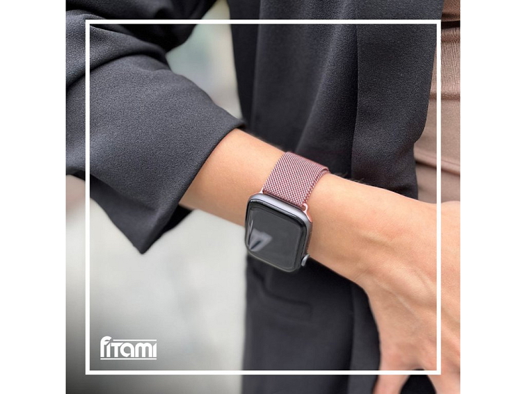 Elegantní řemínek pro Apple Watch v milánském stylu - Pink Gold