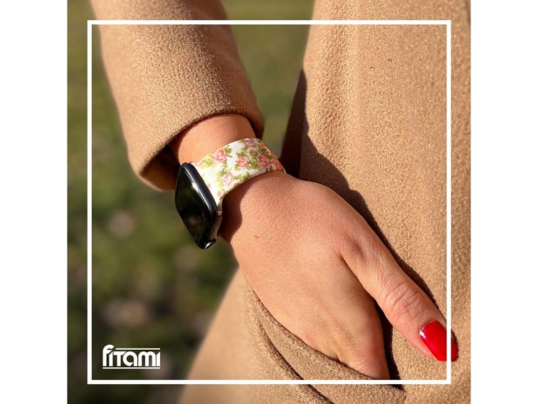 Řemínek s potiskem pro Apple Watch - Růžový sad