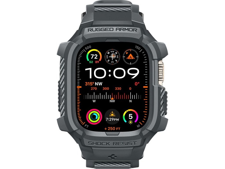 Řemínek s krytem pro Apple Watch 49mm - Spigen, Rugged Armor Pro Gray