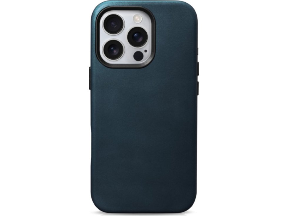 Kožený obal na iPhone 16 Pro MAX - iCarer, OilWax MagSafe Blue 11.01.WMI16240704-BU